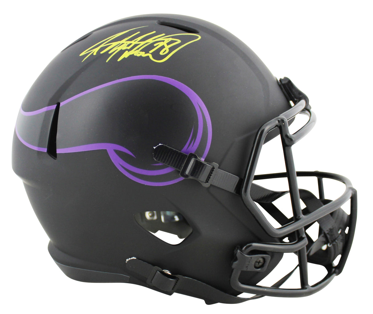 Vikings Adrian Peterson Signed Eclipse Full Size Speed Rep Helmet W/ Case BAS Wt