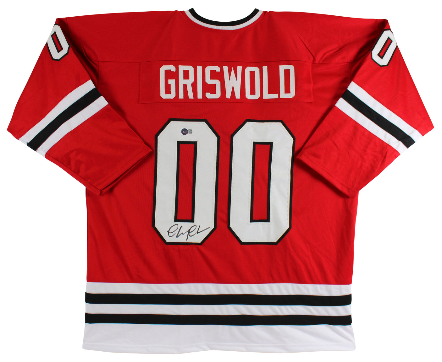 Chevy Chase Christmas Vacation Authentic Signed Red Santa Clark Jersey BAS Wit