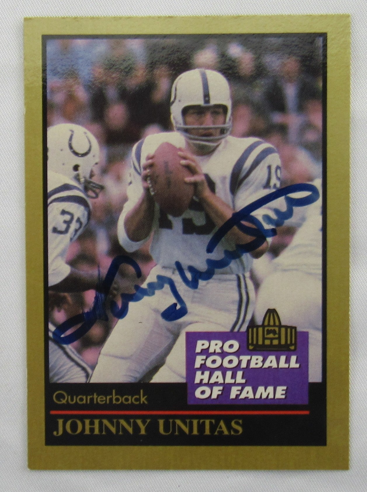 Johnny Unitas Signed Football Card