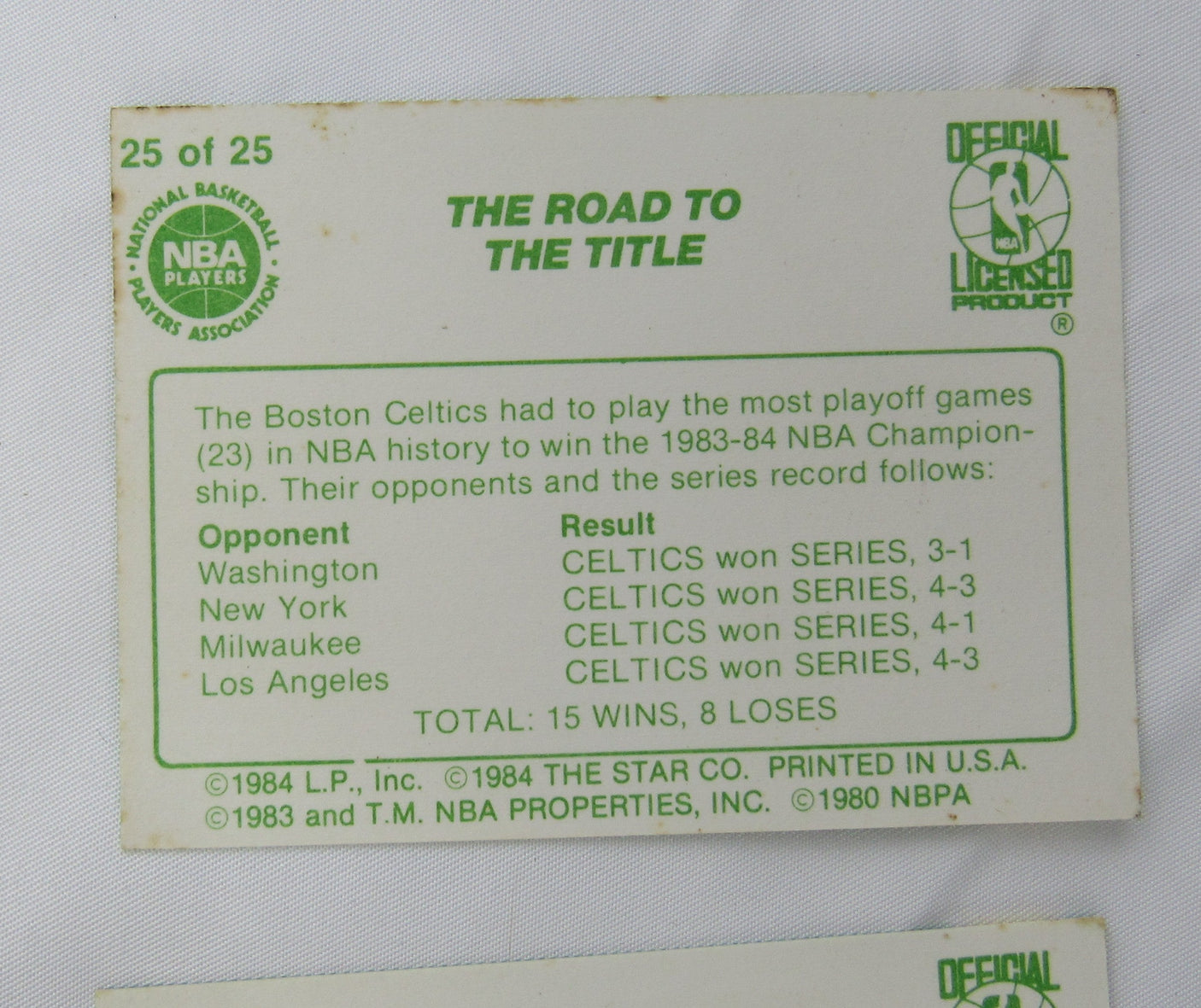 1984 Star - Celtics Championship Playoff vs LA Complete Set (25) NM