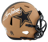 Cowboys Tony Dorsett Signed Salute To Service II Speed Mini Helmet BAS Witnessed