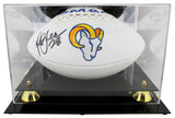 Rams Marshall Faulk Signed Wilson White Panel Logo Football W/ Case BAS Witness
