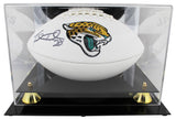Jaguars Fred Taylor Signed White Panel Logo Football W/ Case BAS Witnessed