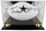 Cowboys (3) Staubach, Dorsett & Pearson Signed Football W/ Case BAS Witnessed