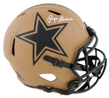 Cowboys Roger Staubach Signed Salute To Service II F/S Speed Rep Helmet BAS Wit