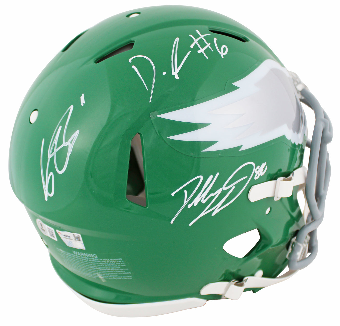 Eagles (3) Brown, Goedert & Smith Signed F/S Speed Proline Helmet W/ Case BAS W