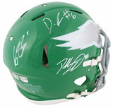 Eagles (3) Brown, Goedert & Smith Signed F/S Speed Proline Helmet W/ Case BAS W