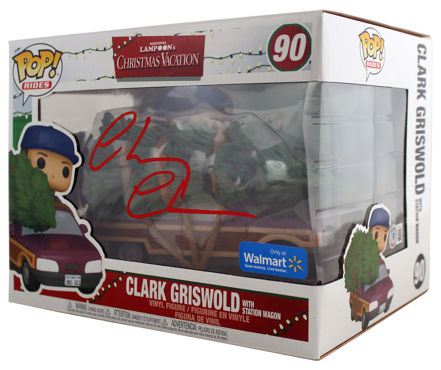 Chevy Chase Christmas Vacation Signed #90 Funko Pop Vinyl Figure w/ Red Sig BAS