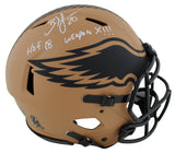 Eagles Brian Dawkins "2x Insc" Signed STS II F/S Speed Proline Helmet BAS Wit