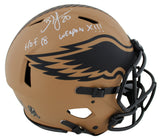 Eagles Brian Dawkins "2x Insc" Signed STS II F/S Speed Proline Helmet BAS Wit