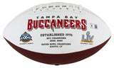 Buccaneers Rachaad White Signed White Panel Logo Football BAS Witnessed