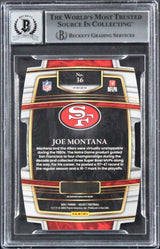 49ers Joe Montana Signed 2021 Select Prizm Silver #36 Card Auto 10! BAS Slabbed
