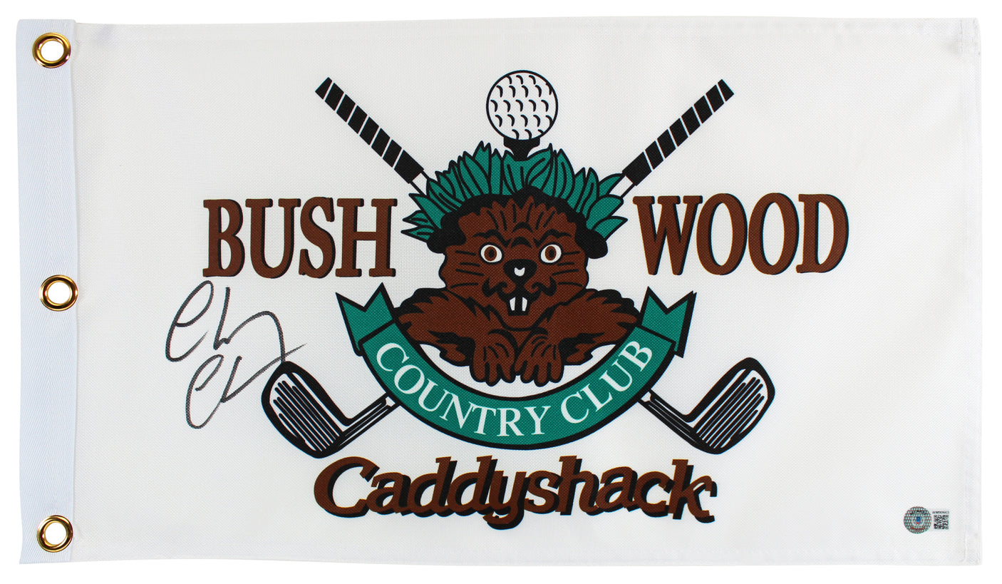 Chevy Chase Caddyshack Authentic Signed Bushwood Country Club Flag BAS Witnessed