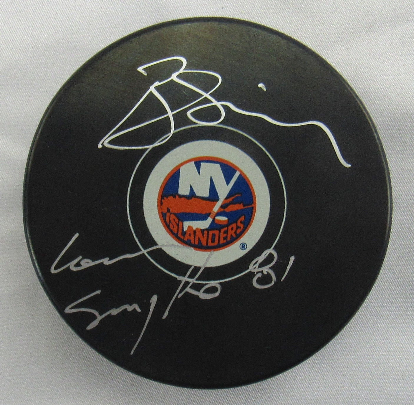 Butch Goring Signed Auto Islanders Puck w/ Insc Steiner COA II