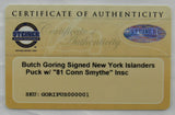 Butch Goring Signed Auto Islanders Puck w/ Insc Steiner COA II