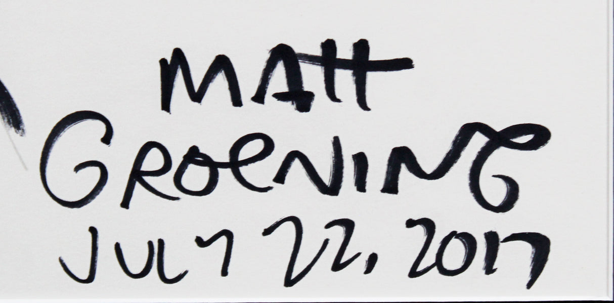 Matt Groening The Simpsons Signed & Framed 18x22 Marge Simpson Sketch BAS LOA
