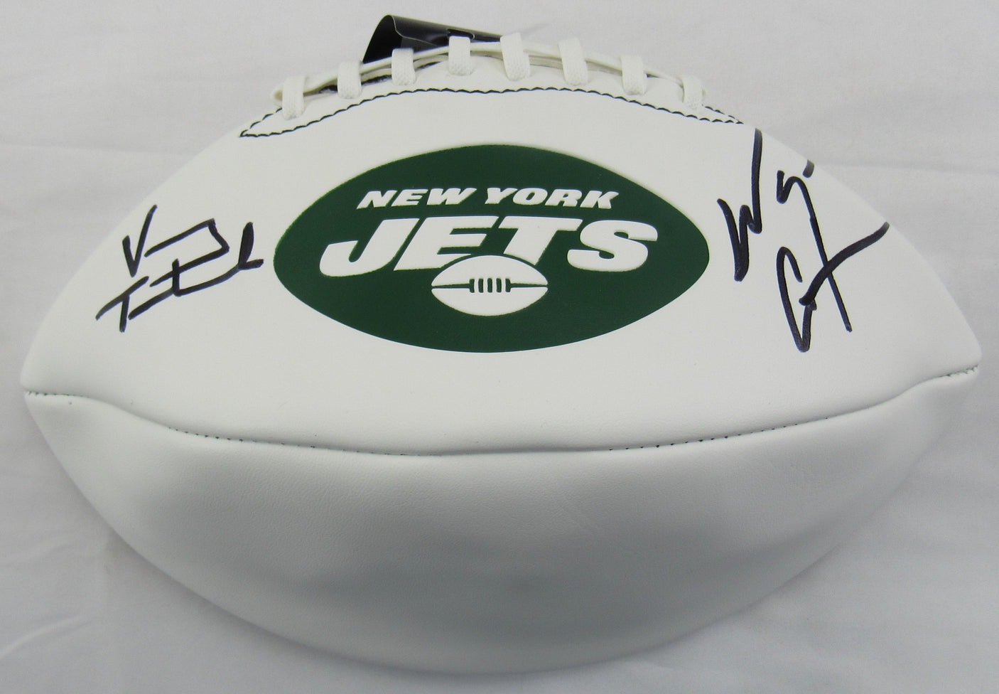 Vinny Testaverde Wayne Chrebet Signed Auto Autograph Jets Logo Football JSA