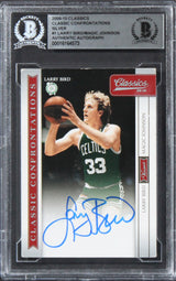 Larry Bird & Magic Johnson Signed 2009 Classics Silver #1 #012/250 Card BAS Slab