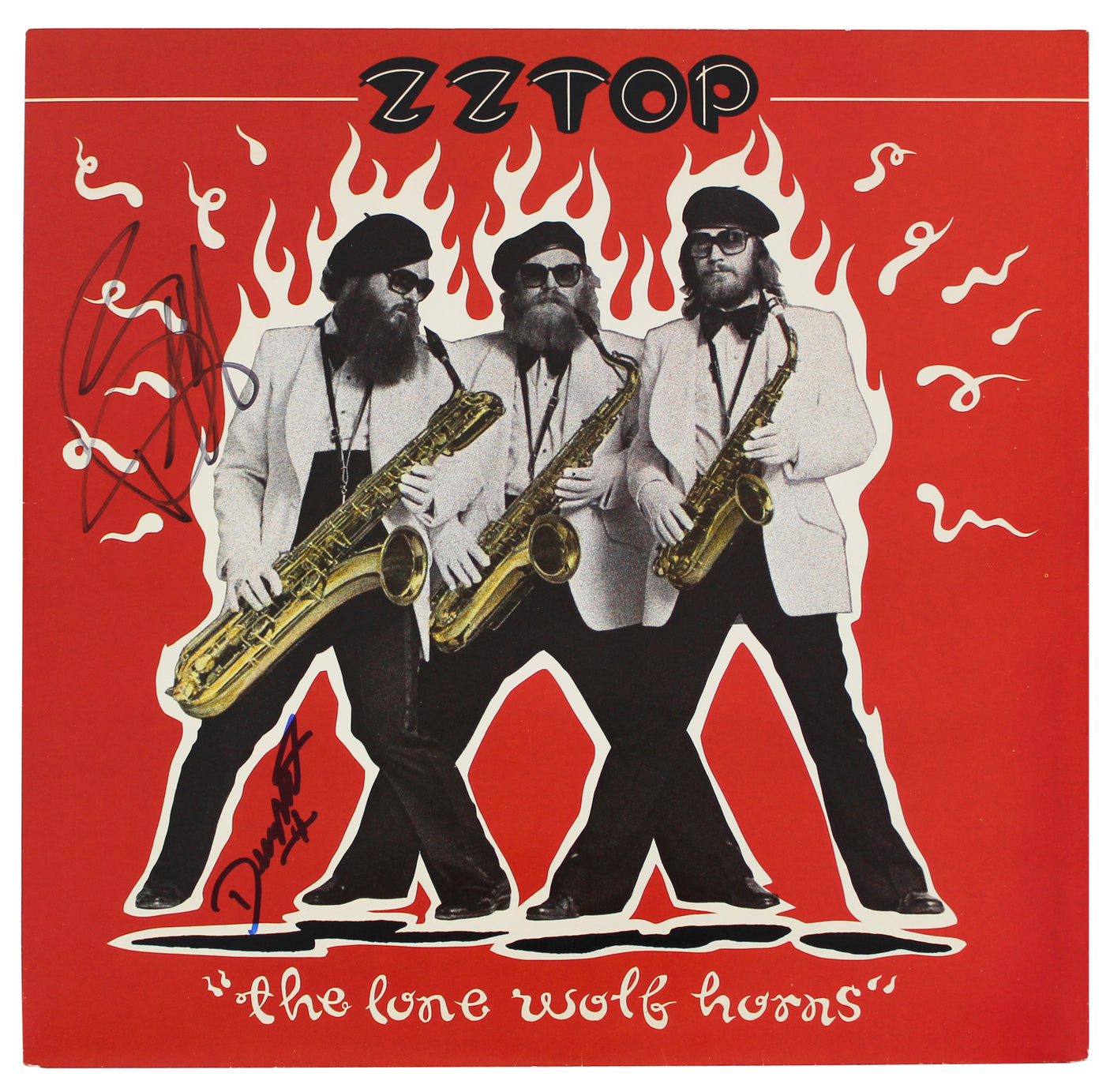 Dusty Hill & Billy Gibbons ZZ Top Authentic Signed Album Cover BAS #AB77807