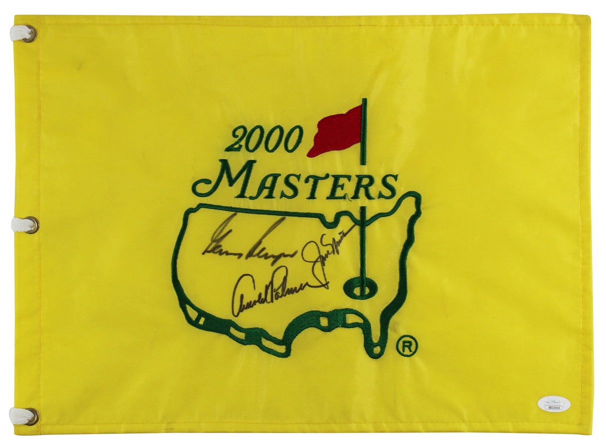(3) Nicklaus, Palmer & Player Signed & Framed 2000 Masters Pin Flag JSA #BB22660