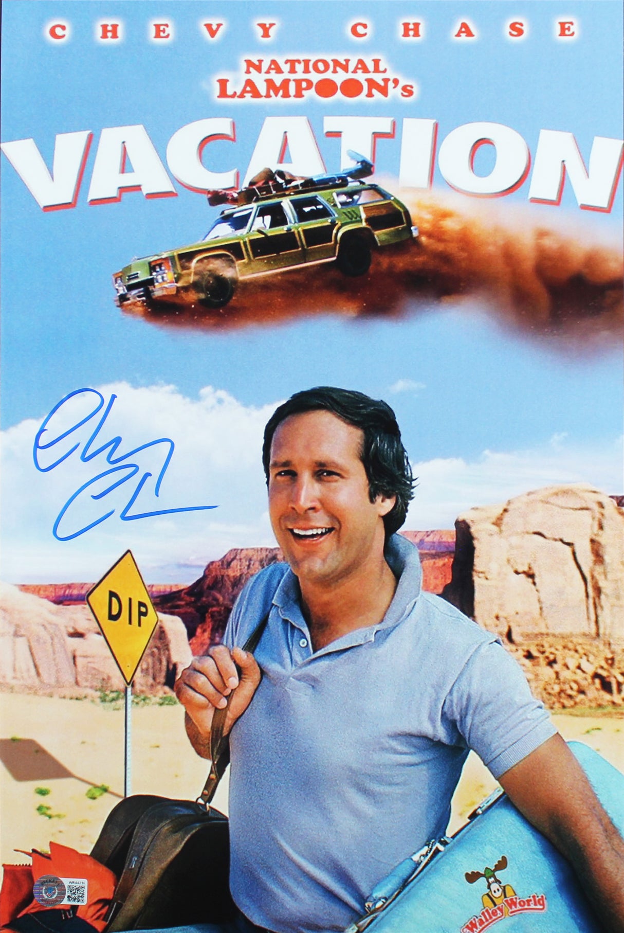 Chevy Chase Vacation Authentic Signed 12x18 Mini Movie Poster BAS Witnessed 1
