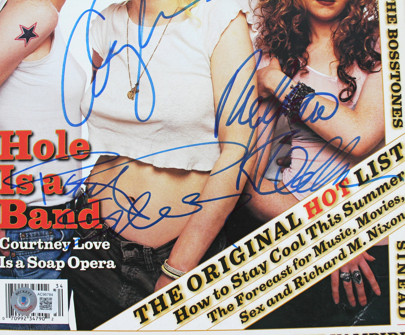 Hole (4) Love, Erlandson, Maur & Schemel Signed Rolling Stone Magazine BAS LOA