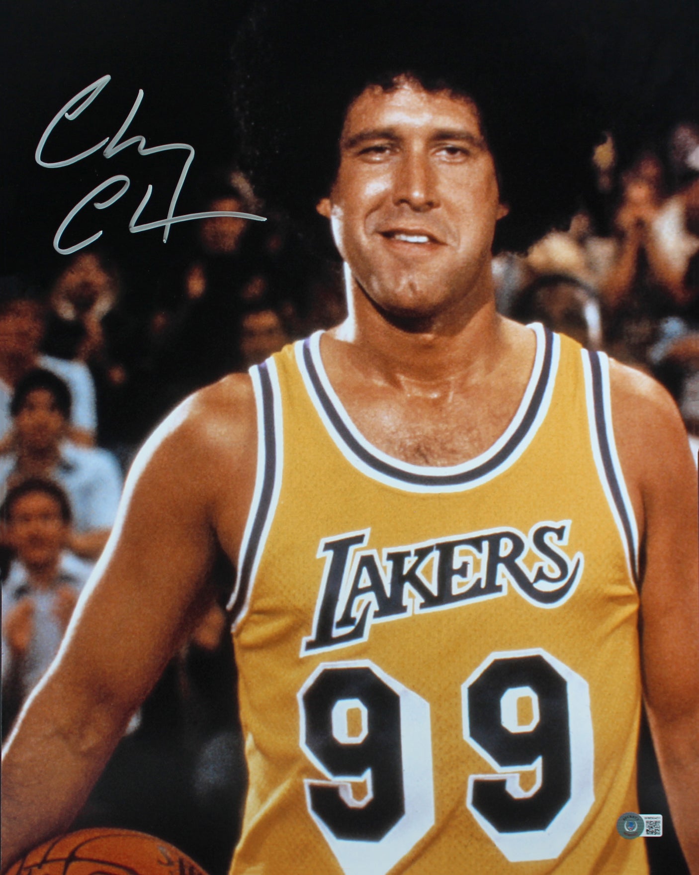 Chevy Chase Fletch Authentic Signed 16x20 Vertical Afro Photo Silver Sig BAS Wit