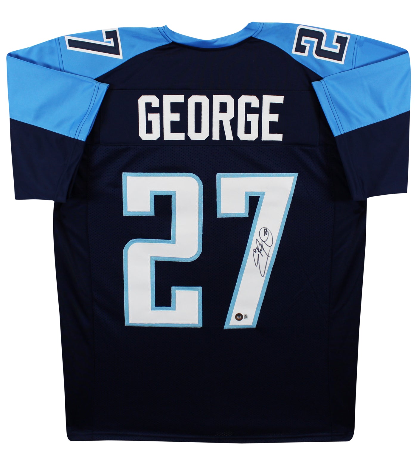 Eddie George Authentic Signed Navy Blue Pro Style Jersey BAS Witnessed