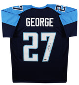 Eddie George Authentic Signed Navy Blue Pro Style Jersey BAS Witnessed