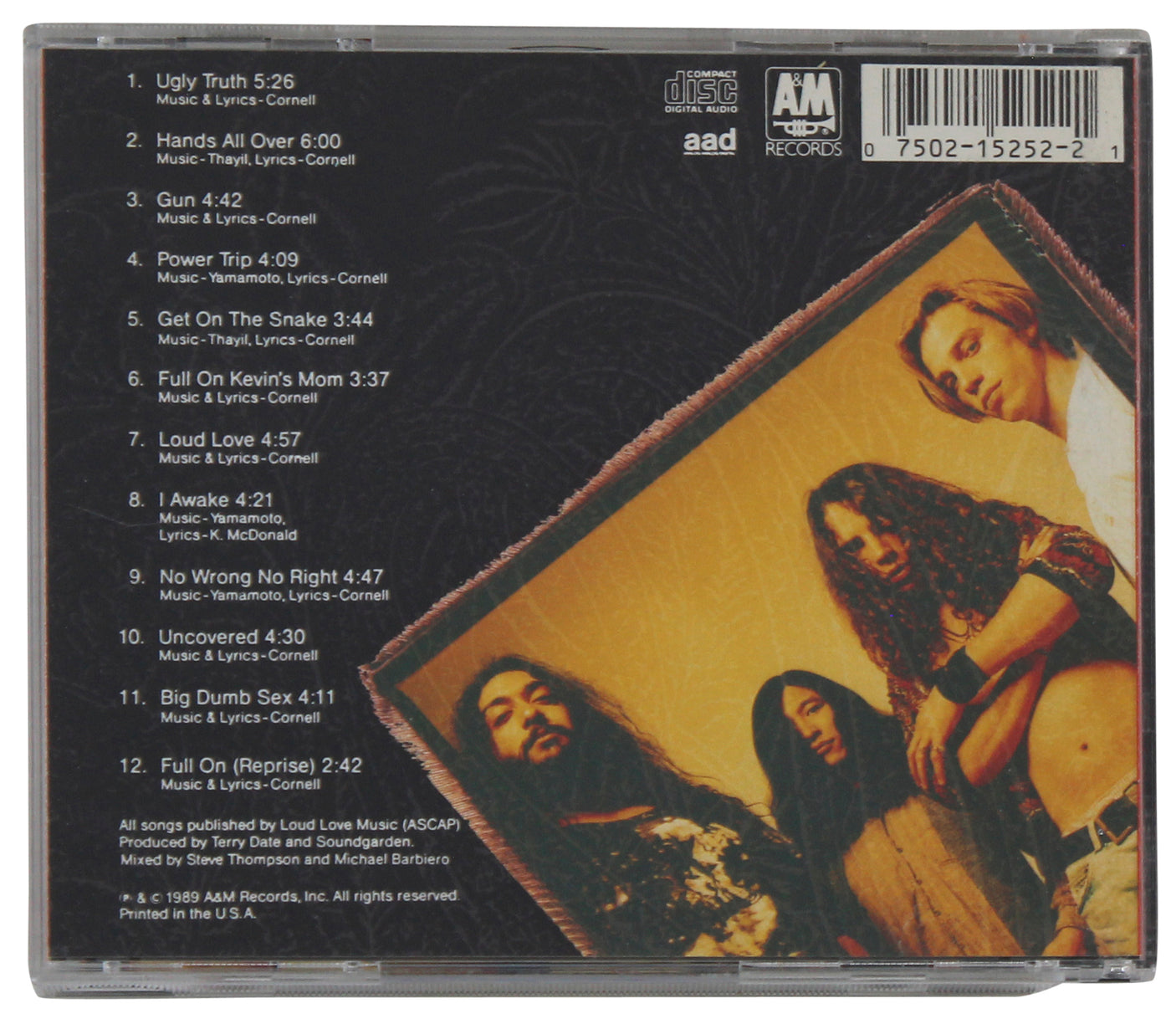 Soundgarden (3) Cornell, Thayil, Shepherd & Cameron Signed Insert W/ Disk BAS