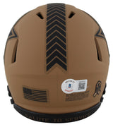 Cowboys Dak Prescott Signed Salute To Service II Speed Mini Helmet BAS Witnessed