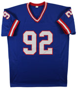 Michael Strahan "HOF 14" Authentic Signed Blue Pro Style Jersey BAS Witnessed