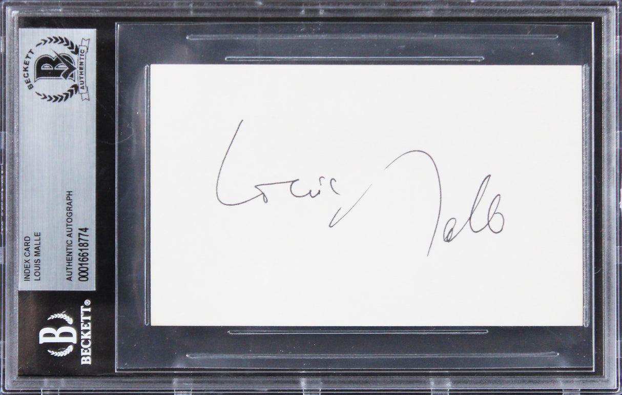 Louis Malle Goodbye, Children Authentic Signed 3x5 Index Card BAS Slabbed 4