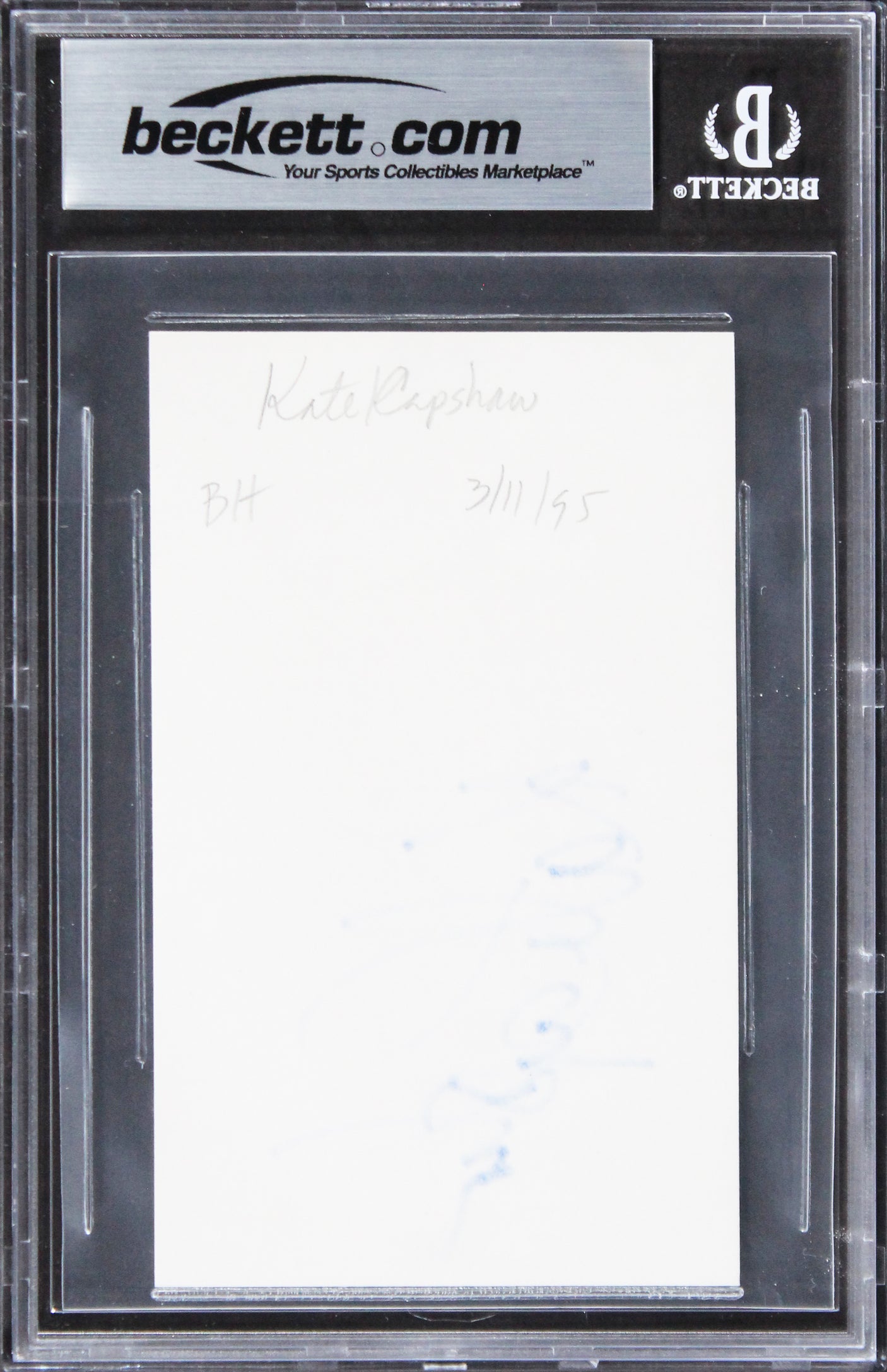 Kate Capshaw Indiana Jones Authentic Signed 3x5 Index Card BAS Slabbed 2
