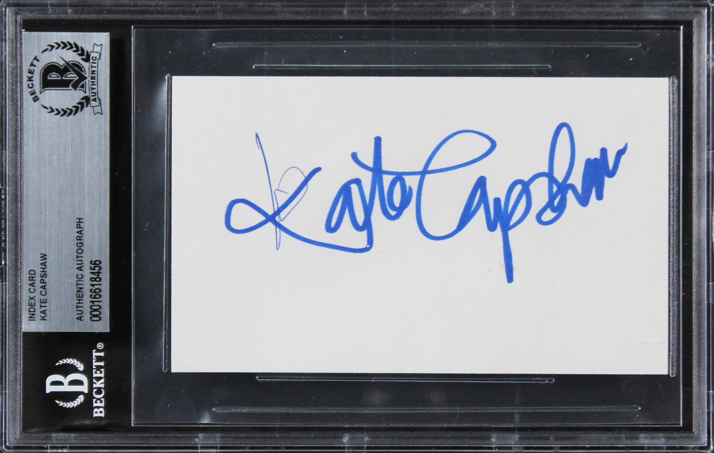Kate Capshaw Indiana Jones Authentic Signed 3x5 Index Card BAS Slabbed 3