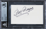 Roy Rogers The Roy Rogers Show Authentic Signed 3x5 Index Card BAS Slabbed 3