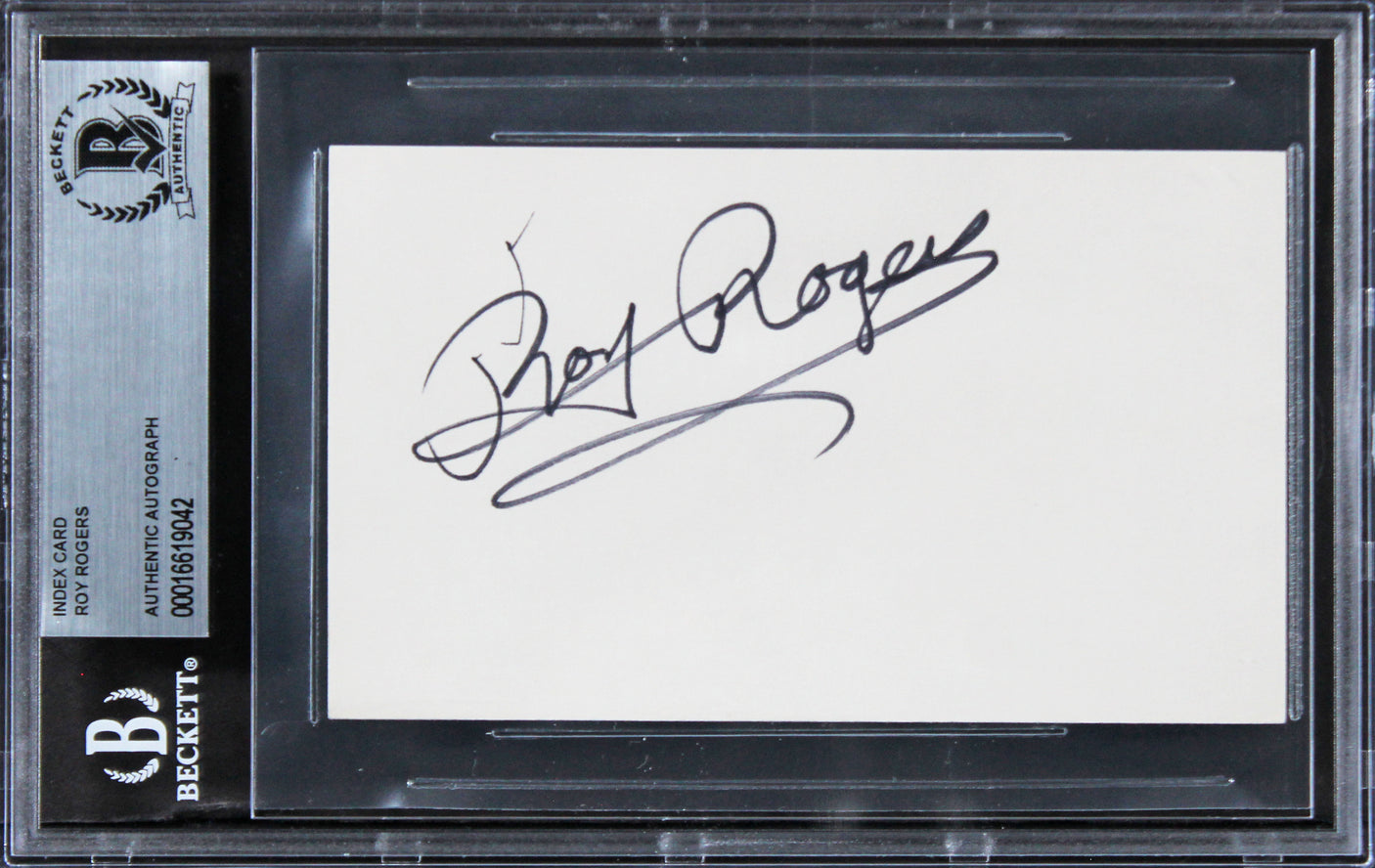 Roy Rogers The Roy Rogers Show Authentic Signed 3x5 Index Card BAS Slabbed 3