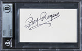 Roy Rogers The Roy Rogers Show Authentic Signed 3x5 Index Card BAS Slabbed 3