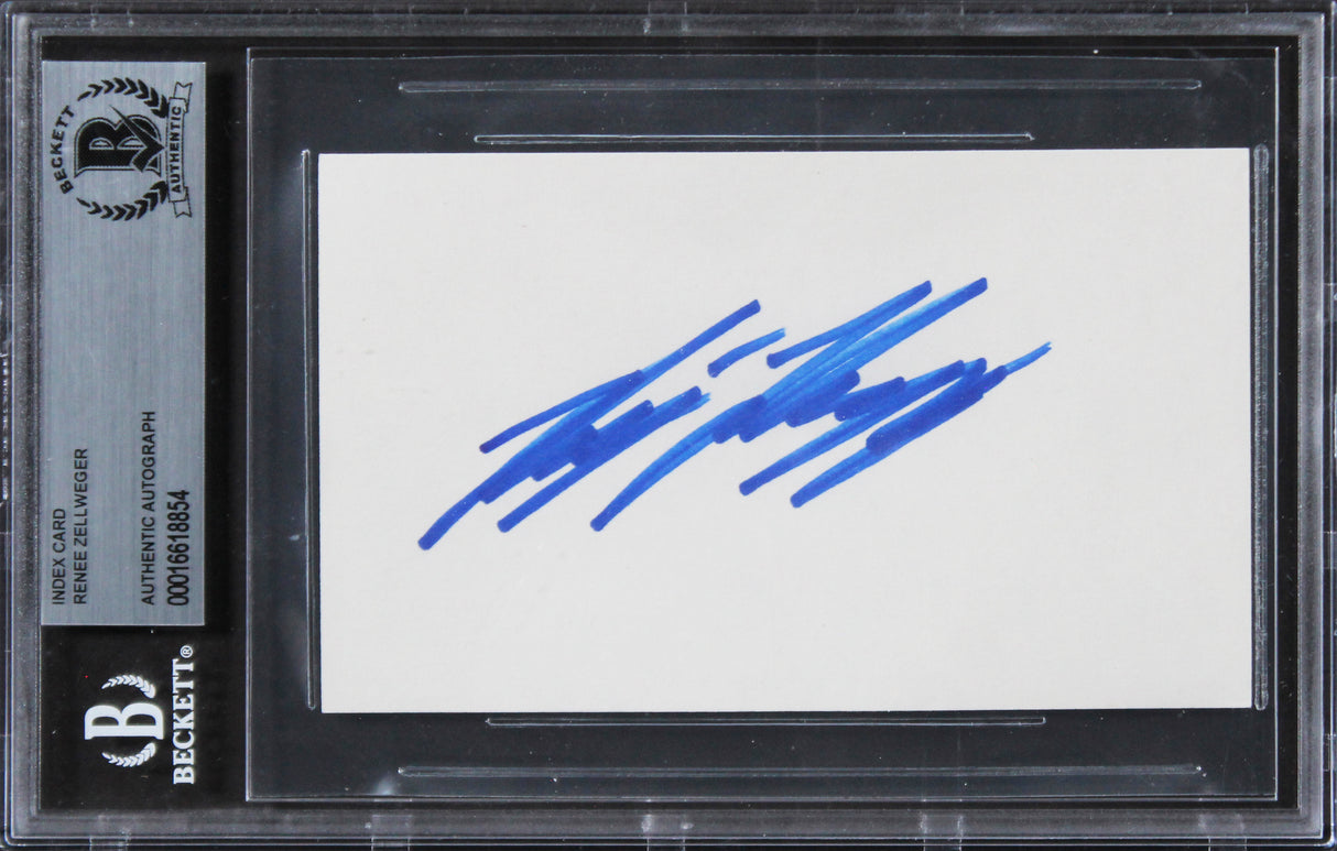Renee Zellweger Jerry Maguire Authentic Signed 3x5 Index Card BAS Slabbed 2