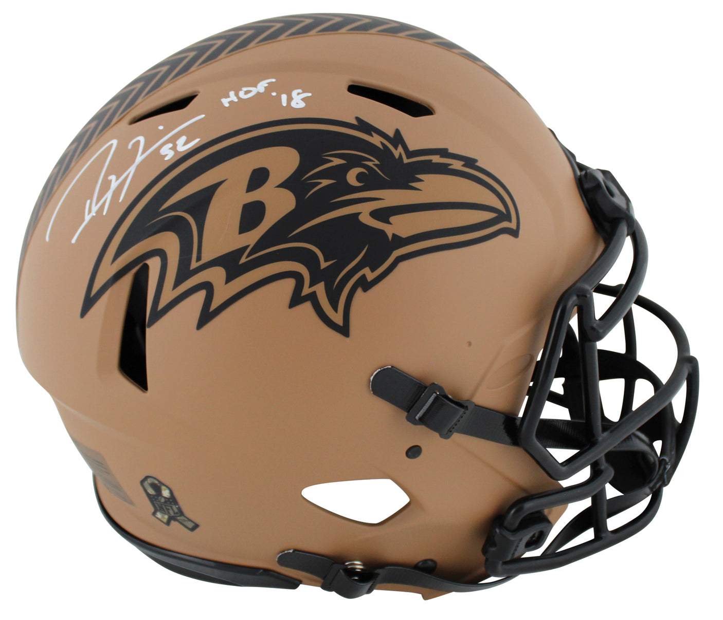 Ravens Ray Lewis "HOF 18" Signed STS II Full Size Speed Proline Helmet BAS Wit