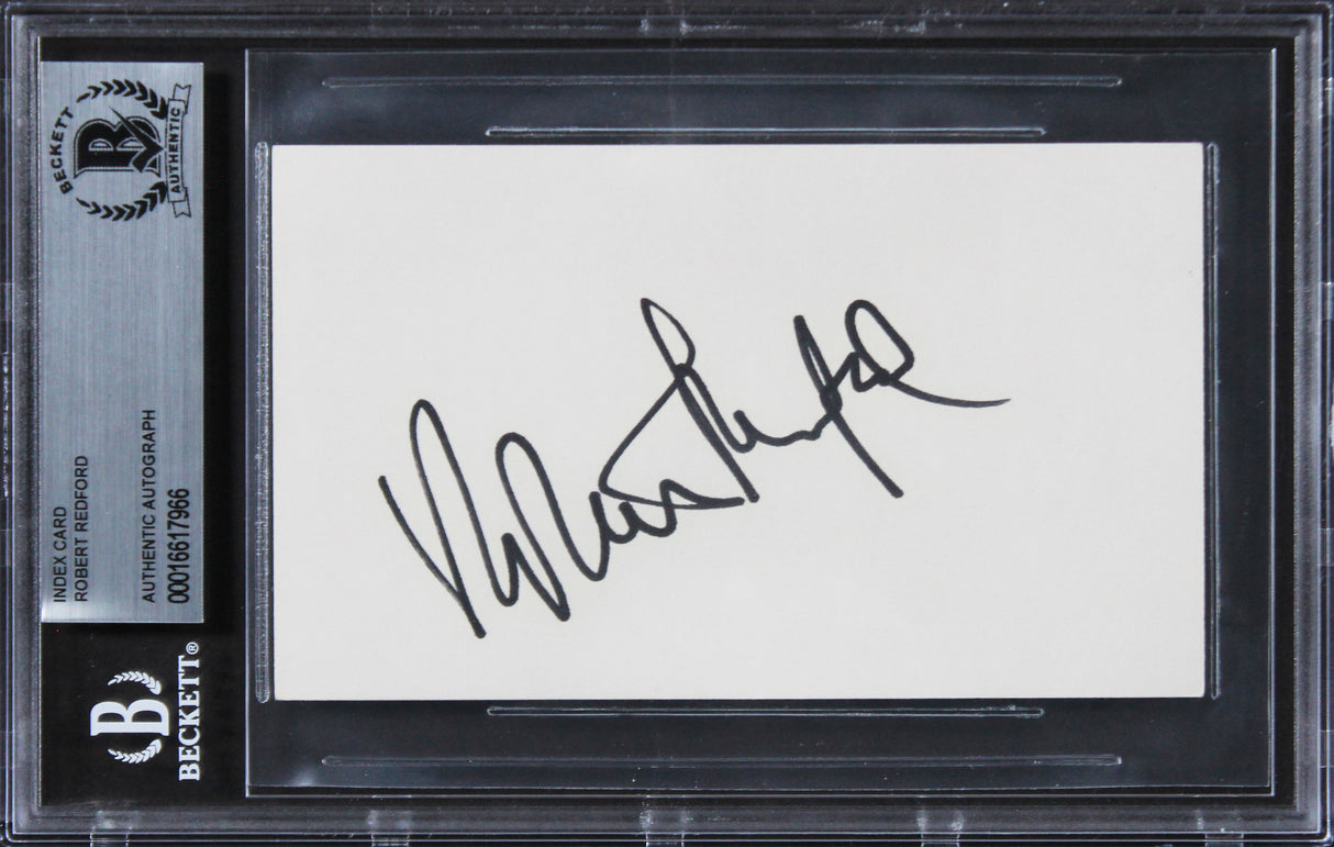 Robert Redford Out of Africa Authentic Signed 3x5 Index Card BAS Slabbed 1