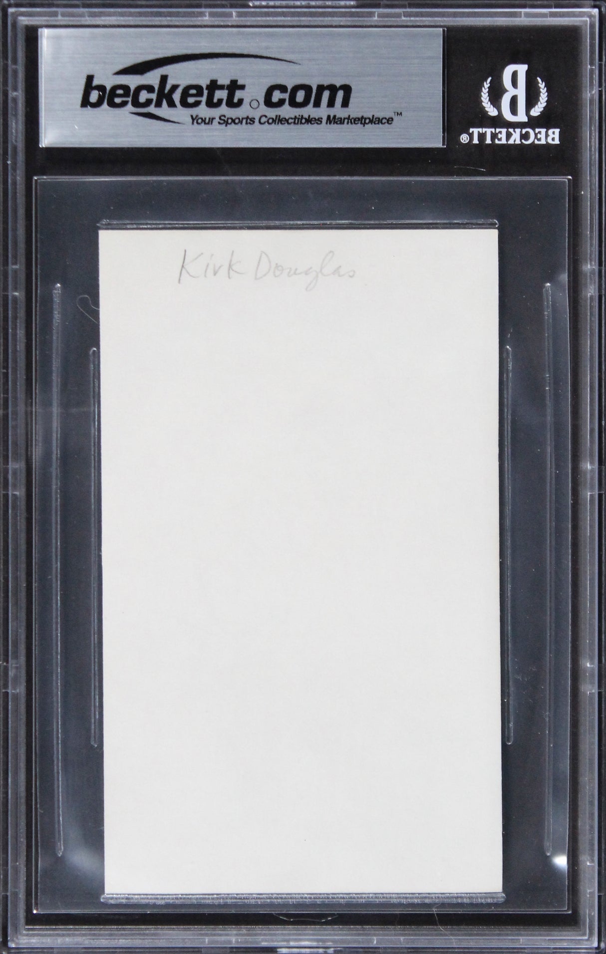 Kirk Douglas Spartacus Authentic Signed 3x5 Index Card Autographed BAS Slabbed 1