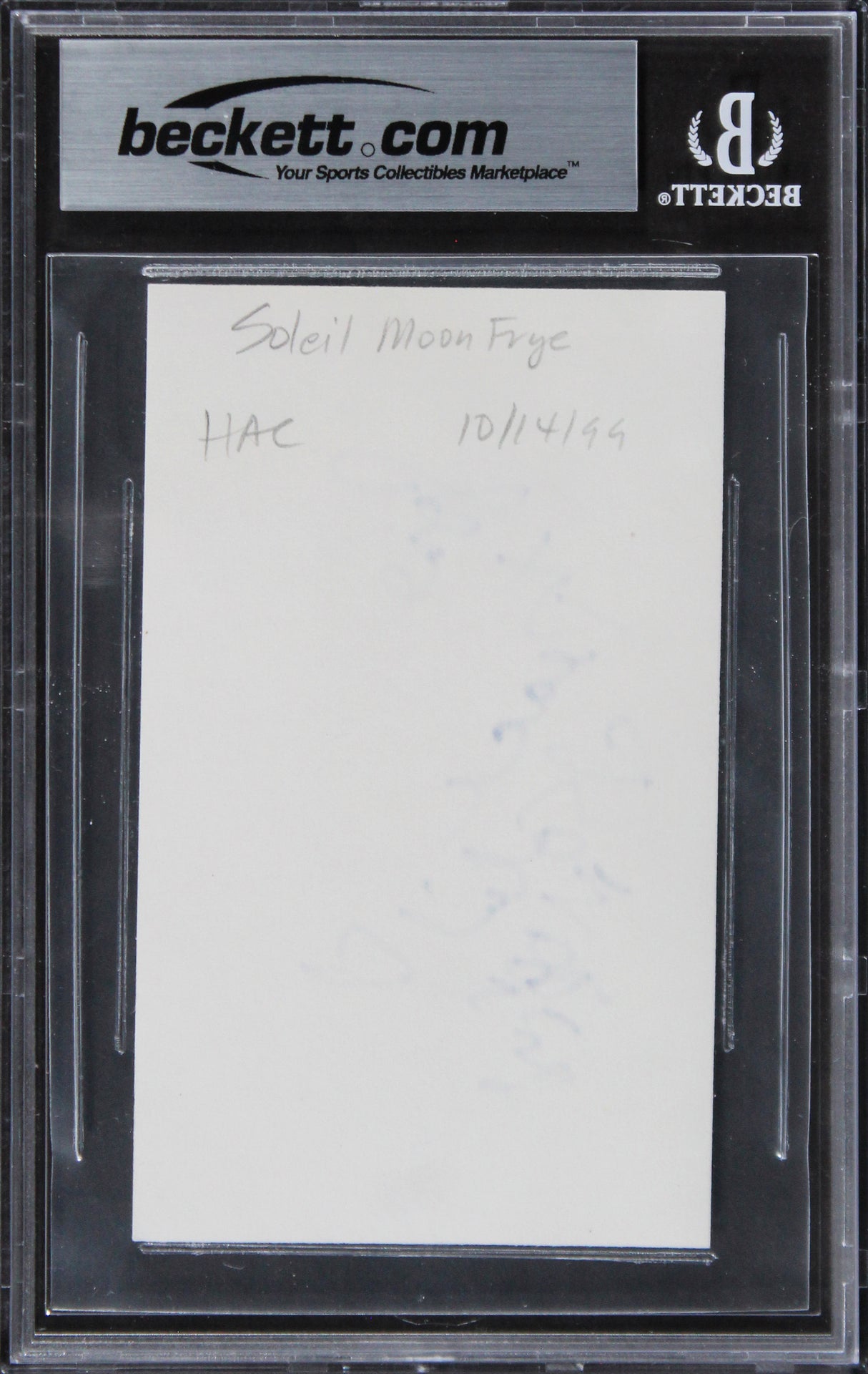 Soleil Moon Frye Punky Brewster "Love & Peace" Signed 3x5 Index Card BAS Slabbed