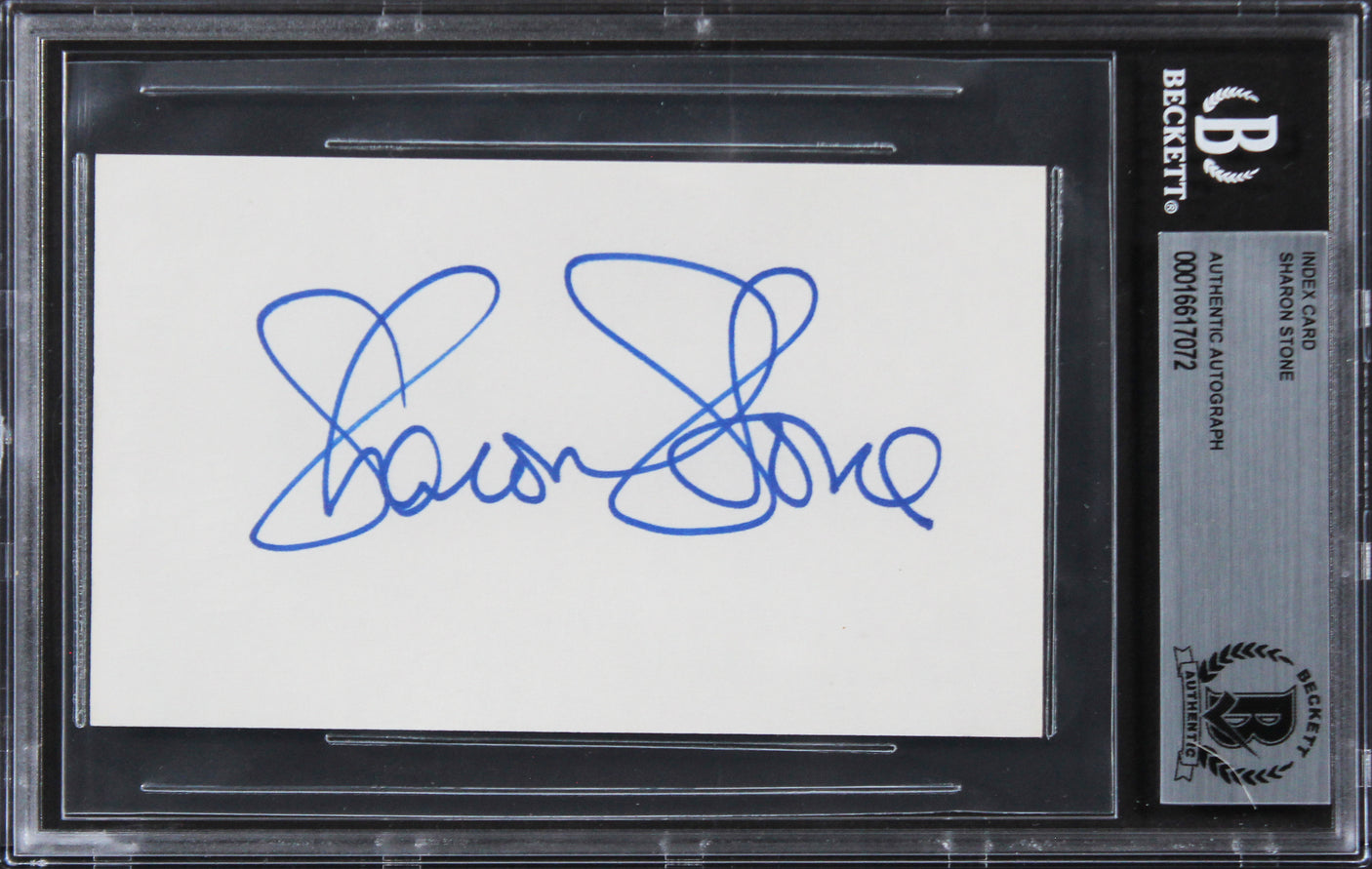 Sharon Stone Basic Instinct Authentic Signed 3x5 Index Card BAS Slabbed