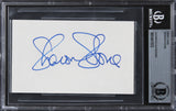 Sharon Stone Basic Instinct Authentic Signed 3x5 Index Card BAS Slabbed
