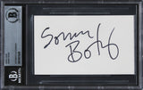 Sonny Bono Sonny & Cher Authentic Signed 3x5 Index Card Autographed BAS Slabbed