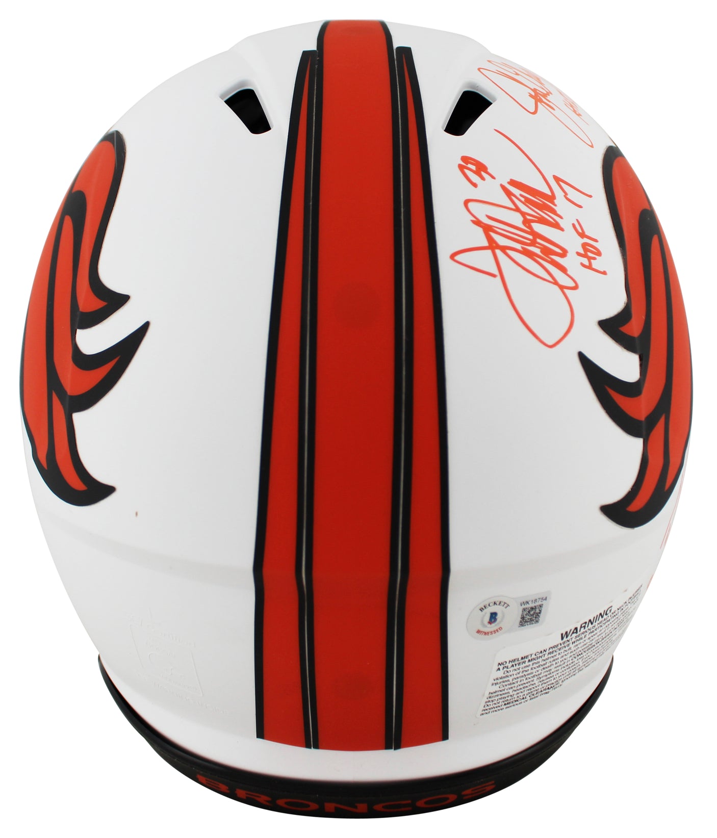 (4) Elway, Sharpe, Davis & McCaffrey Signed Lunar F/S Speed Proline Helmet BAS
