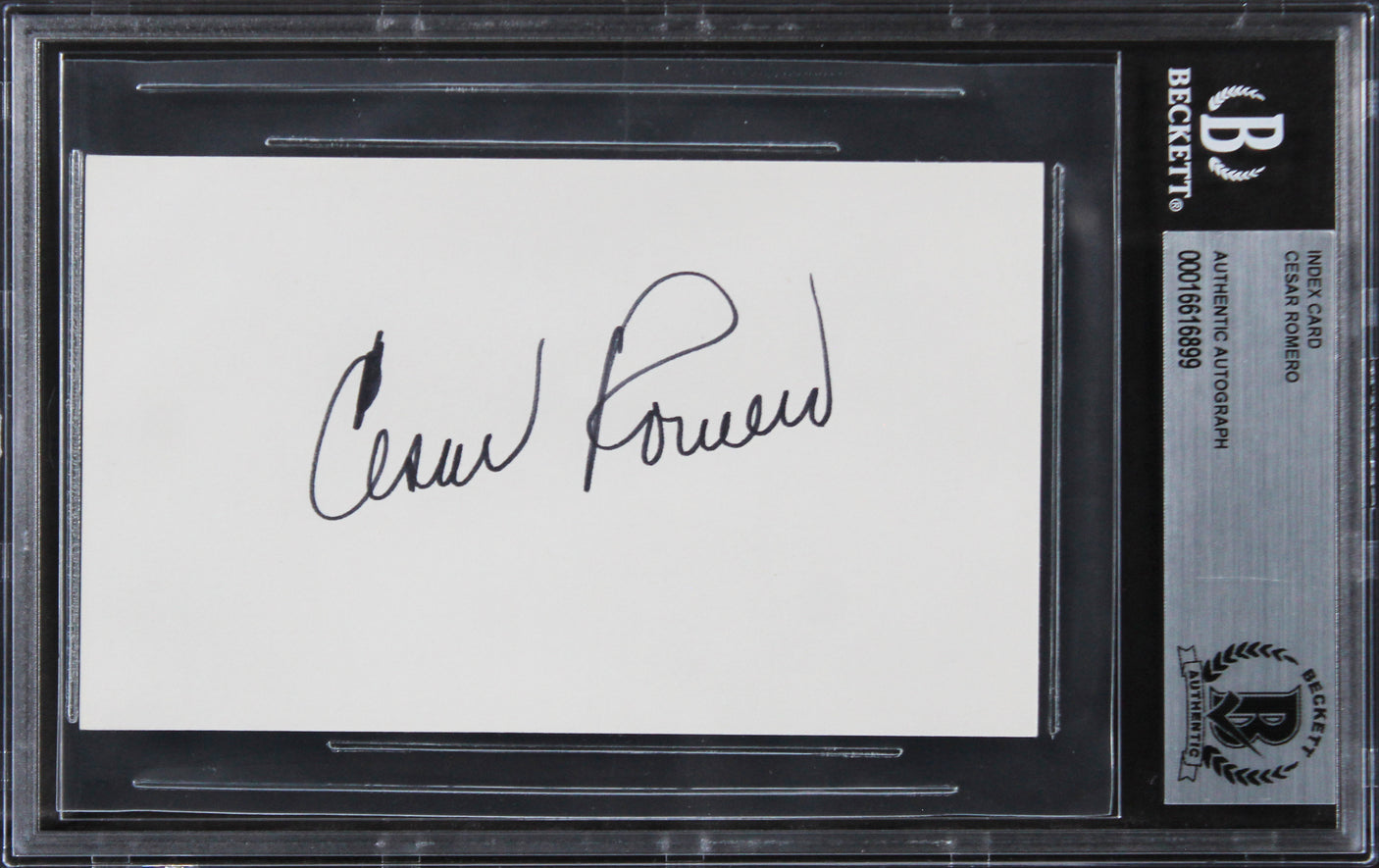 Cesar Romero Batman Authentic Signed 3x5 Index Card Autographed BAS Slabbed 3