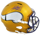 Vikings Adrian Peterson Signed Flash Full Size Speed Rep Helmet BAS Witnessed