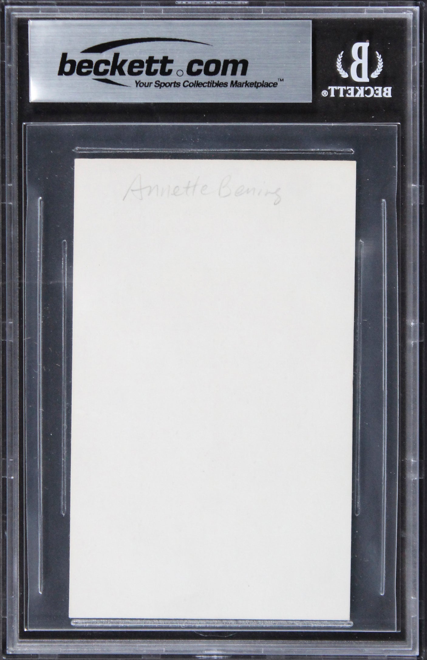 Annette Bening The Grifters Authentic Signed 3x5 Index Card BAS Slabbed